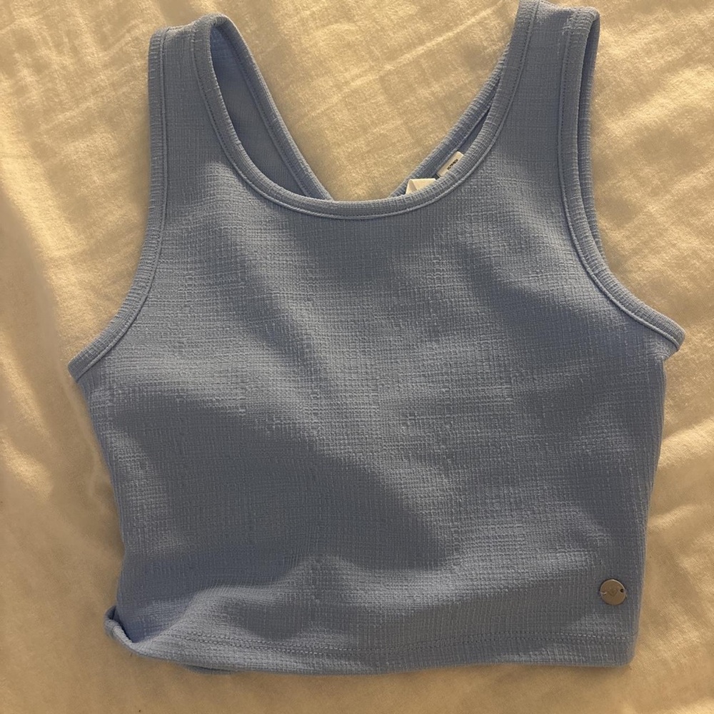 Roxy Sky Blue Ribbed Crop Tank